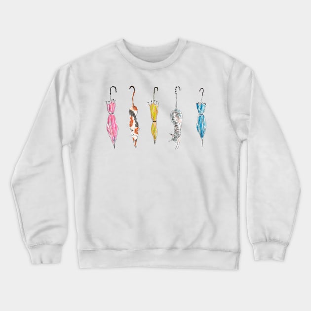 Umbrella Cats Crewneck Sweatshirt by TOCOROCOMUGI